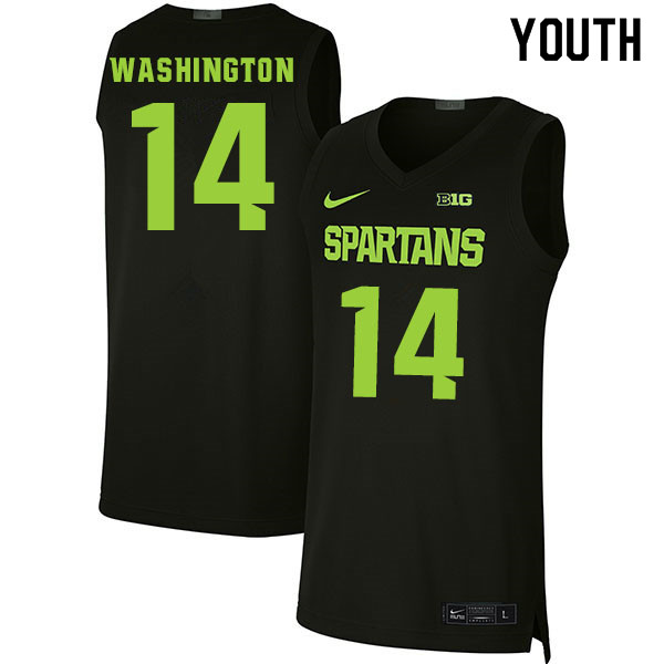 Youth Michigan State Spartans #14 Brock Washington NCAA Nike Authentic Black 2019-20 College Stitched Basketball Jersey BG41W64VM